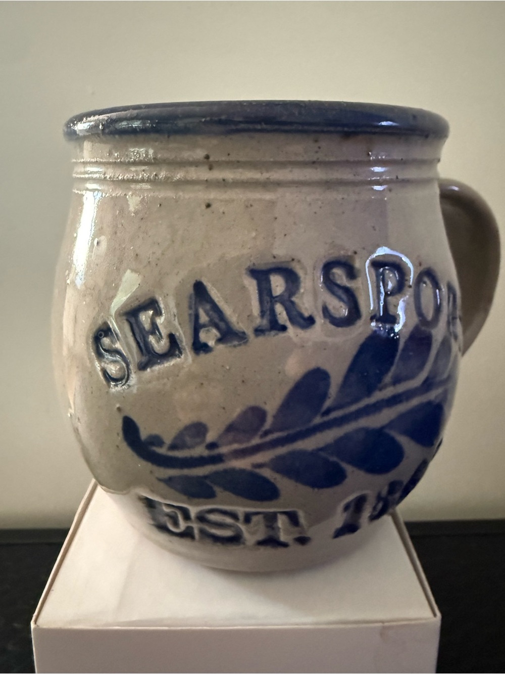 Blue & Cream Stoneware Mug -